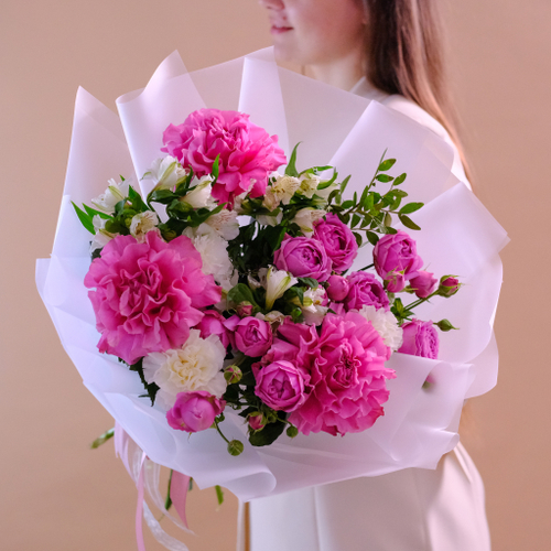 Купить Нежный букет с французской розой Кантри блюз #168