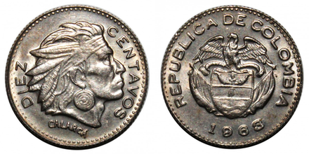 Колумбия 10 сентаво, 1952 - 1966 Каларка XF