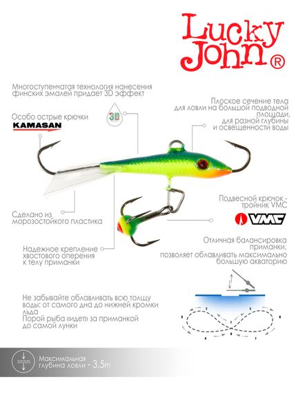 Балансир Lucky John FIN 3 с тр. 40мм/29 блистер