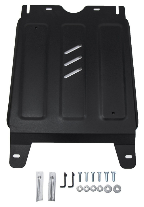 Защита КПП Rival для Toyota Fortuner II (V - 2.7; 2.8D) 4WD 2017-2020 2020-н.в./Toyota Hilux VIII (V - 2.4D; 2.8D) 4WD 2015-2018/Toyota Hilux VIII рестайлинг (V - 2.8D) 4WD 2018-2020 2020-н.в. (устанавл-ся совместно с 1.9502.1), сталь 1.8 мм, с крепежом, штампованная, 111.9503.1