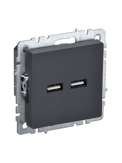 Розетка BRITE USB A+A 3.1А РЮ10-1-БрГ механизм графит IEK BR-U21-D31-K53