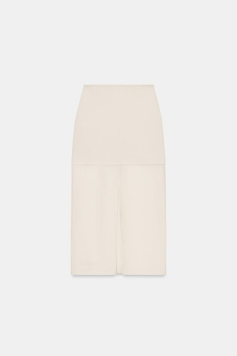 ZARA ПРЯМАЯ КОМБИНИРОВАННАЯ ТРИКОТАЖНАЯ ЮБКА, ЭКРЮ