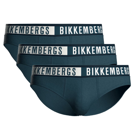 Мужские трусы брифы синие набор 3в1 Bikkembergs TWICE BKK52USP29TR