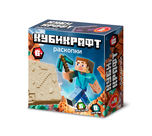 Раскопки КУБИКРАФТ (6 фигур, 6 крист,, инструмент)