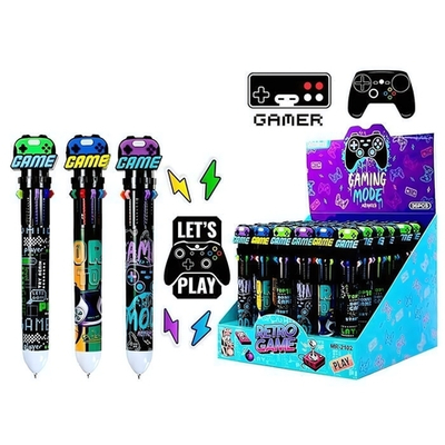 Ручка шарик. автомат 10цв. 0.7мм. "Game" корп. цветной, cмен.стержень 68 мм. (Mazari)