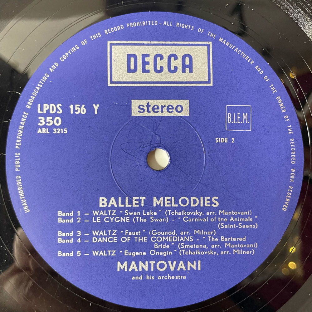 Винтажная виниловая пластинка LP Mantovani And His Orchestra Ballet Melodies (Germany 1969)
