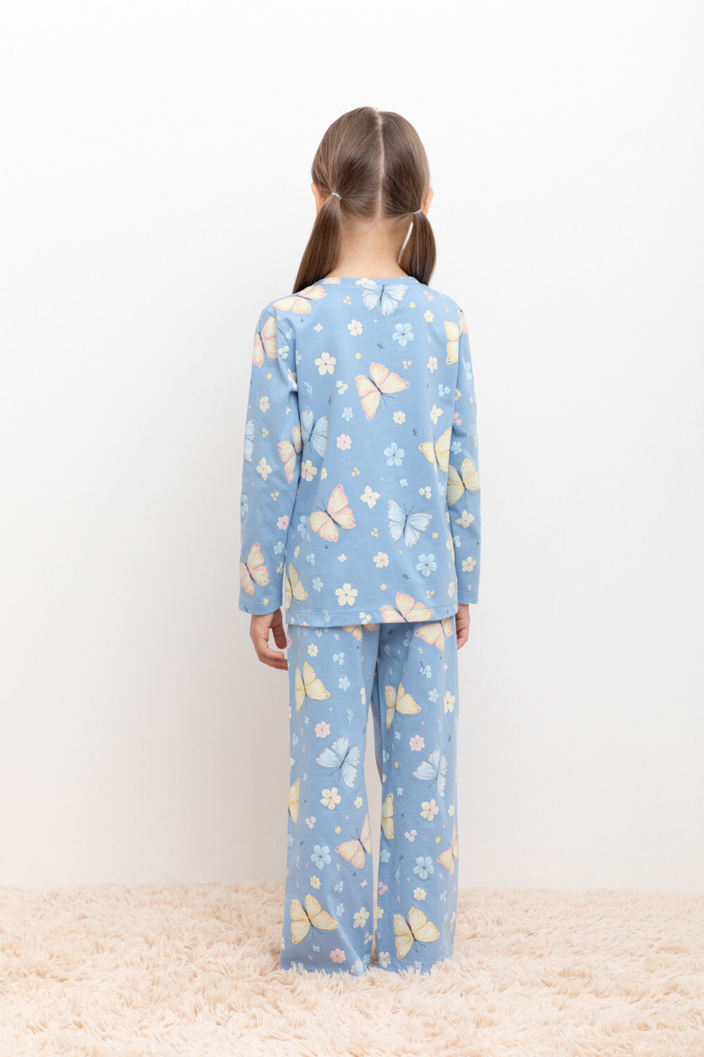 К 1622/небесный,бабочки пижама детская