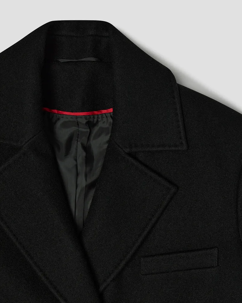 Двубортное пальто из шерсти черное