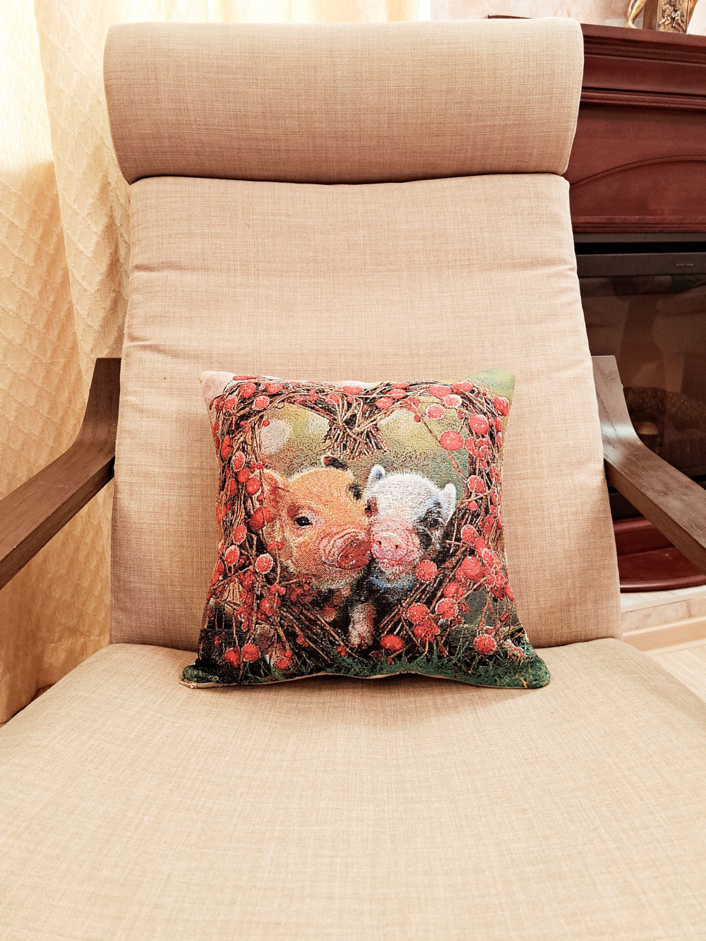 Декоративный гобеленовый чехол для интерьерной подушки Парочка 38*38