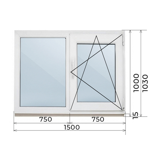 Пластиковое окно 1000 х 1500 ТермА Эко