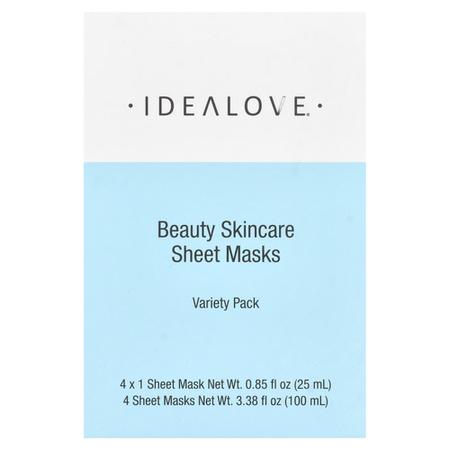 Idealove, Beauty & Skincare, набор разных масок для красоты и ухода за кожей, 4 тканевые маски по 25 мл (0,85 жидк. унции)