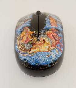 Мышь компьютерная  беспроводная с ручной росписью "Тройка" №4