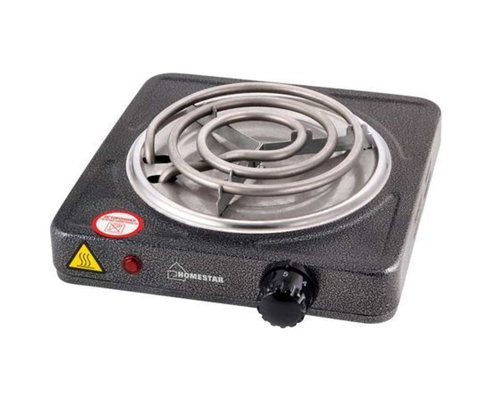 Электроплитка HomeStar HS-1103 1 конфорка спираль ТЭН 1кВт черно-серая 3046