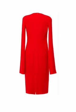 Платье прямого кроя со складками на горловине красное 20-02-19FW