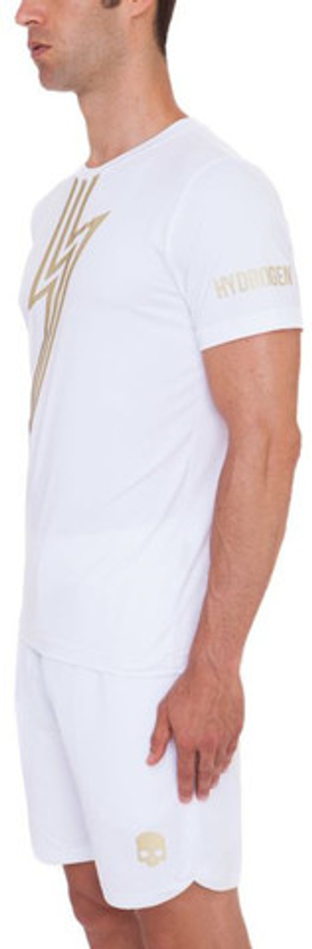 Мужская теннисная футболка Hydrogen Flash Tech T-Shirt - белый, Золотой