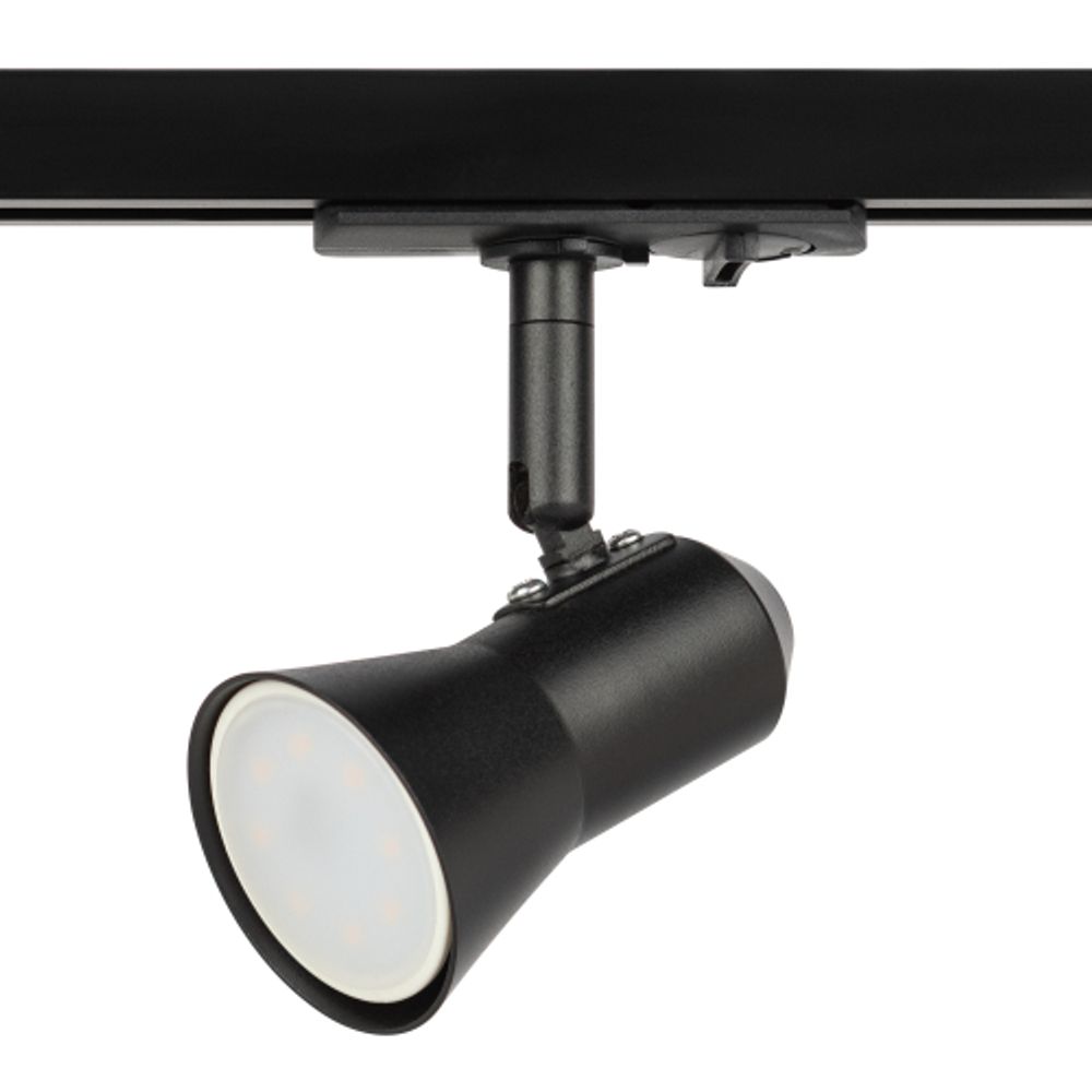 Трековый светильник однофазный ЭРА Taper TR37-GU10 BK под лампу GU10 черный | Однофазные светильники под лампу