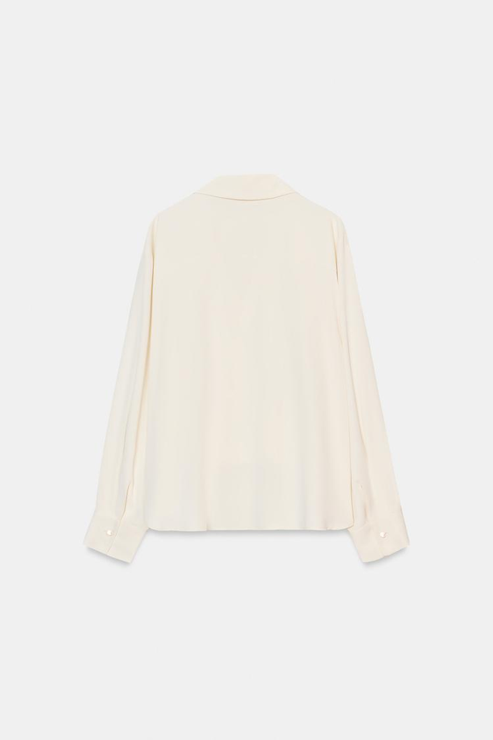 ZARA РУБАШКА С АСИММЕТРИЧНЫМ НИЗОМ И СКЛАДКАМИ, ЭКРЮ