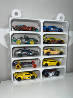 Полка для машинок Hot Wheels 10 шт, крепление на стену для hot wheels 10 шт белый