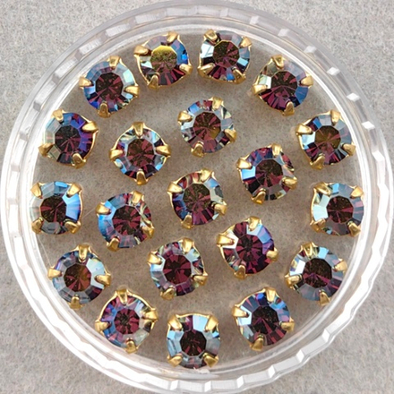 Шатоны Preciosa MAXIMA в оправах, Amethyst Shimmer/Gold