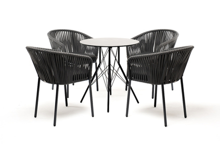 "Конте" обеденная группа на 4 персоны, круглый стол, цвет "серый гранит"