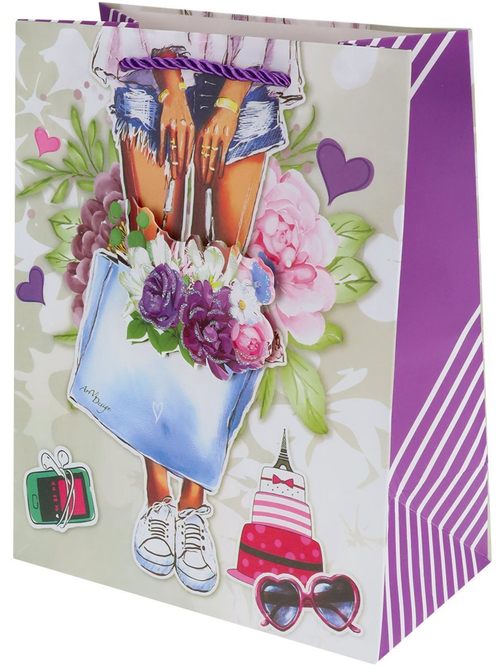 Пакет подар. бумажн. 26*32*10см, 210гр/м2 Отдых в Париже