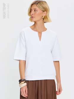 Плотная футболка из футера 2-нитки с V-вырезом HIGH TEMP