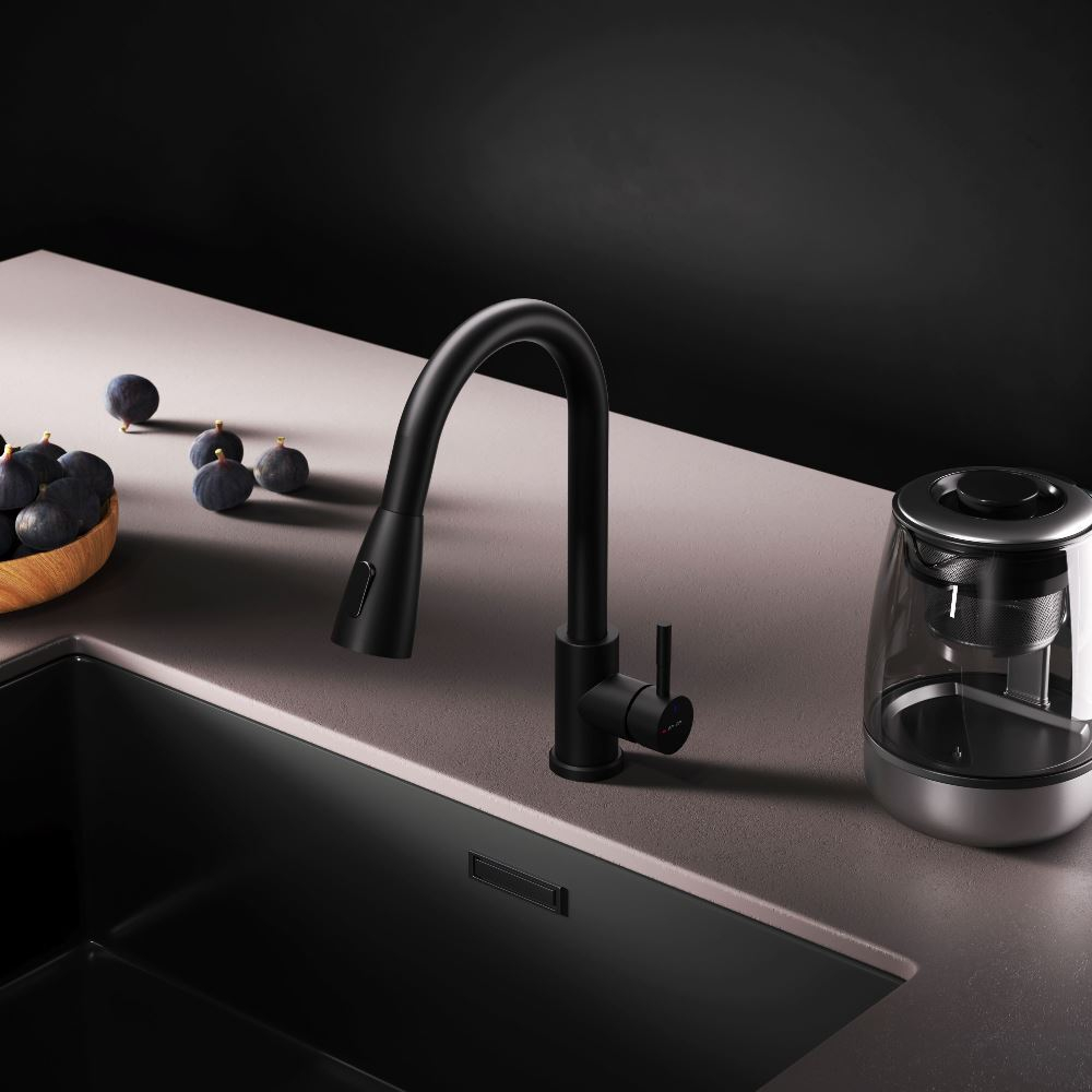 Смеситель для кухни с вытягивающимся изливом, черный AM.PM X-Joy S F85B07522