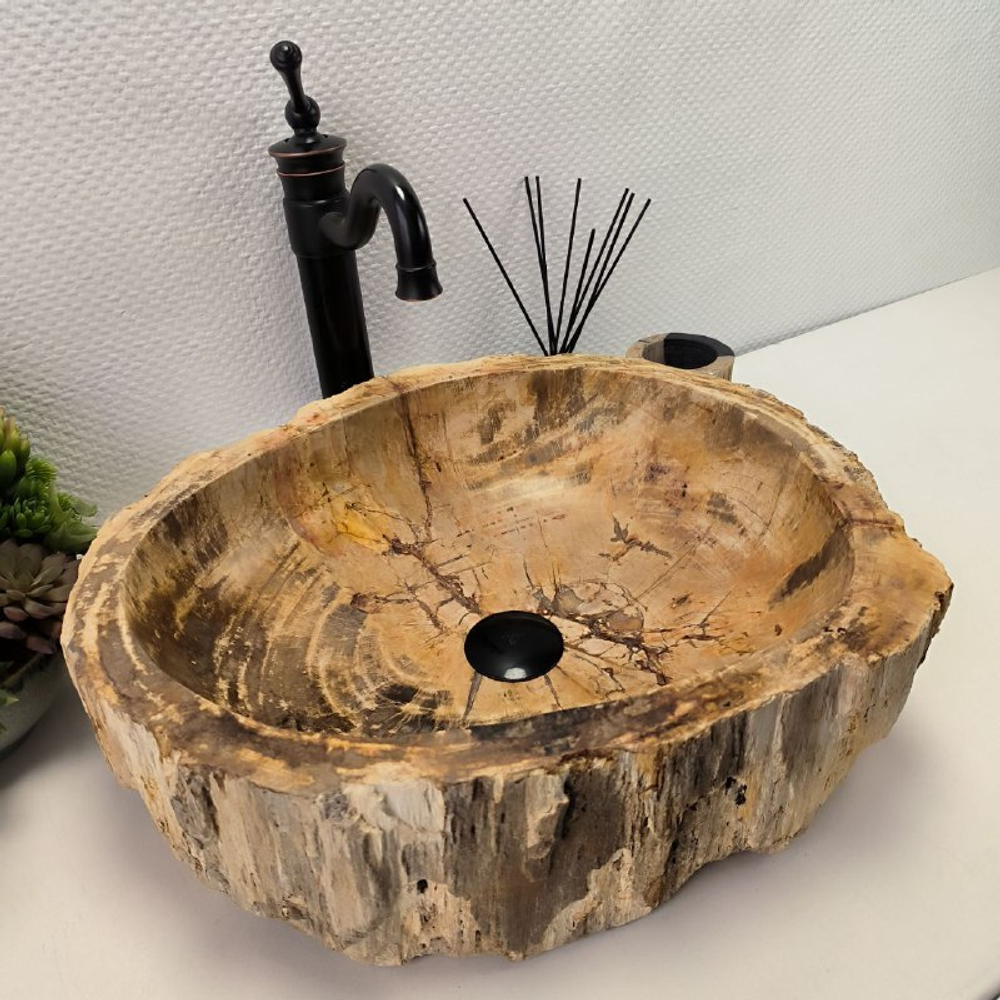 Раковина из окаменелого дерева OD-62104 49*42*15 0088