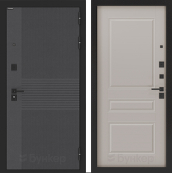 Входная металлическая дверь с зеркалом Бункер HIT B-05/ ФЛ-711 Капучино (темно-белый, без тесктуры)
