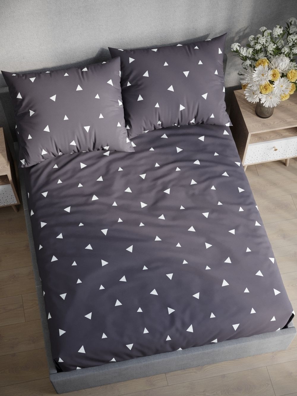 Постельное белье Полисатин Мечта "Paper" 2-спальное Наволочка 50х70 см 2 шт Простынь на резинке 160x200 см Пододеяльник 175x215 см