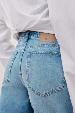 ZARA ДЖИНСОВЫЕ ШОРТЫ Z1975 С ПЕРЕКРЕСТНЫМ ПОЯСОМ, ВЫЦВЕТШИЙ СИНИЙ