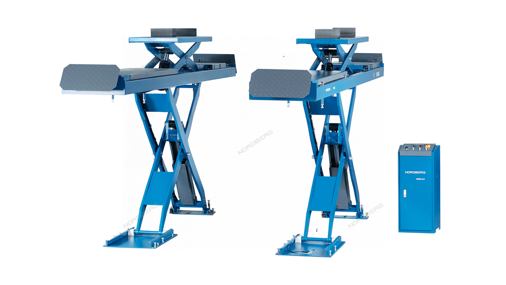 Подъемник ножничный для сход-развала 5,5 т, 380 В, 2 уровня, синий NORDBERG N635-5,5B_380_H