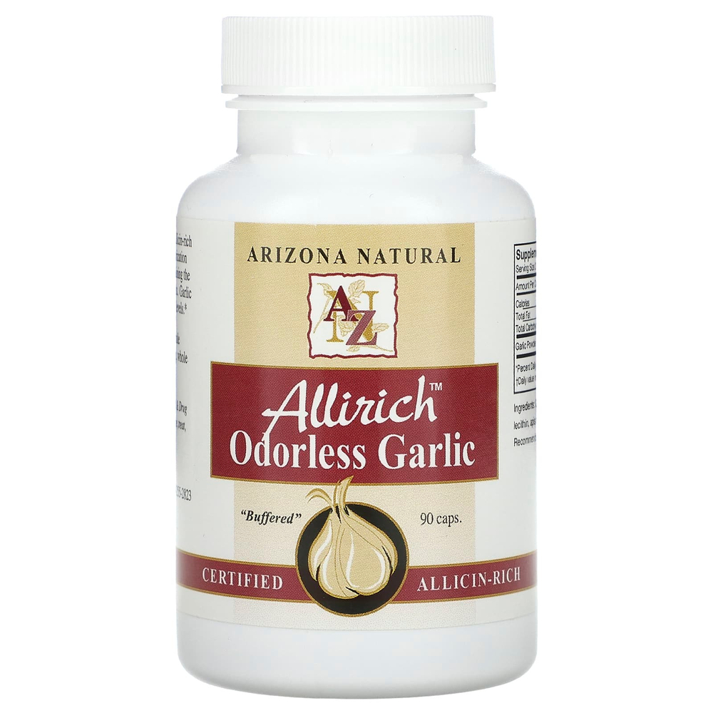 Arizona Natural, Allirich, чеснок без запаха, 90 капсул (85 мг в 1 капсуле)