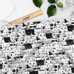 Ткань бифлекс толпа креативных кошек