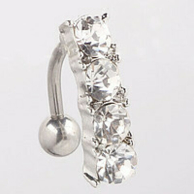 Серьги для пирсинга пупка "Тропа" белый кристалл. Медицинская сталь