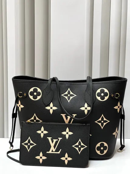 Сумка Louis Vuitton Neverfull MM черный/бежевый
