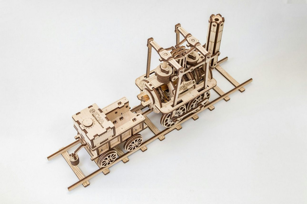 Локомотив №1 - Eco Wood Art - Деревянный конструктор, 3D пазл, сборная механическая модель, паровоз