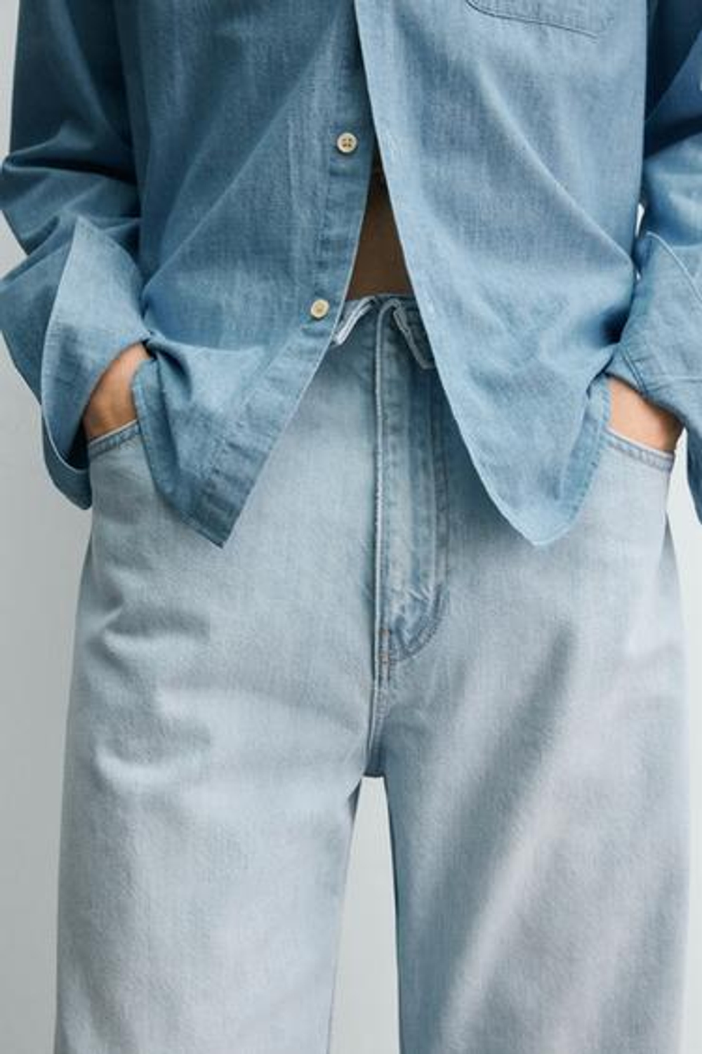 ZARA ДЖИНСЫ FLARED FIT, ГОЛУБОЙ