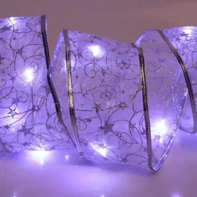 Гирлянда для дома ЛЕНТА ДЕКОРАТИВНАЯ «Волшебство» 2,0 м, 6 см, 20 ламп LED (на батарейках), Серебро (подсветка белый)