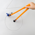 Набор для школьной доски СТАММ (линейка 100см, треугольник 30°, треугольник 45°, транспортир, циркуль), пластик, желтый, коробка