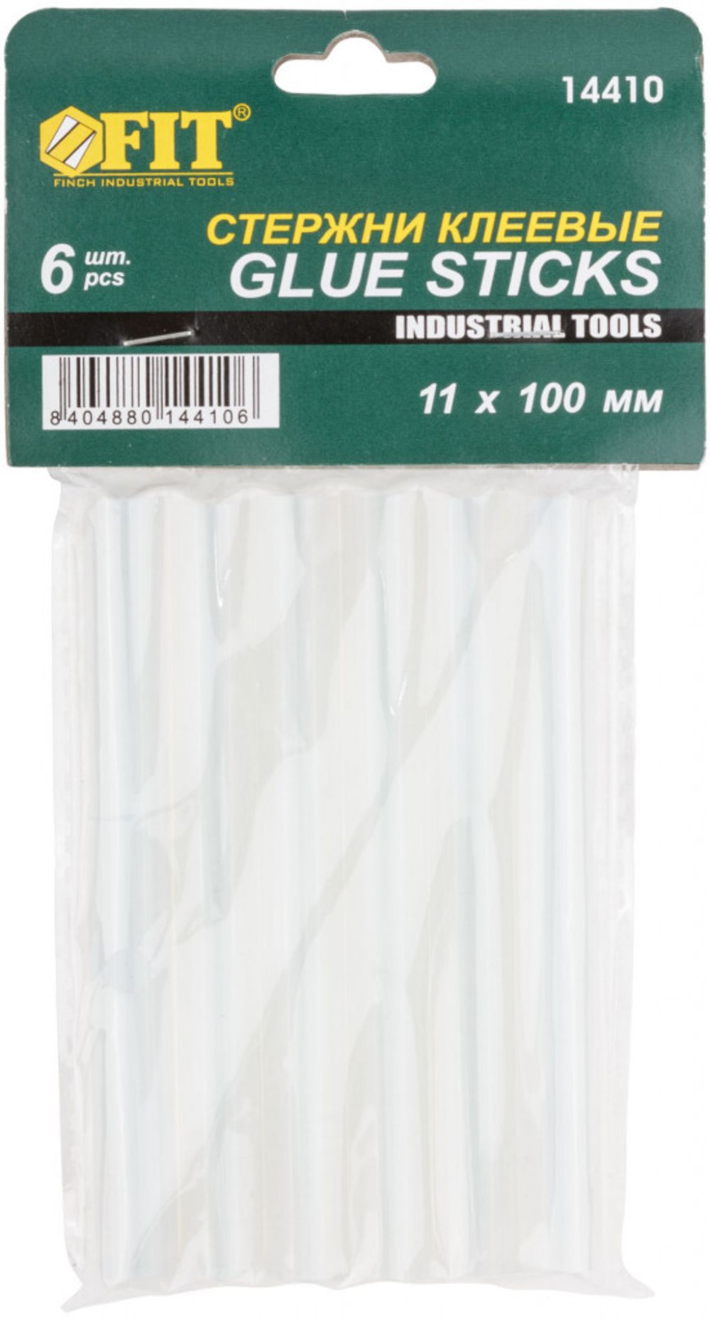 14410 Стержни клеевые бесцветные д.11 мм х 100 мм, 6 шт. FIT
