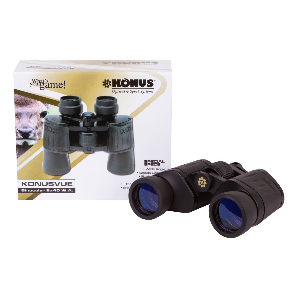 Бинокль Konus Konusvue 8x40 WA — упаковка и бинокль