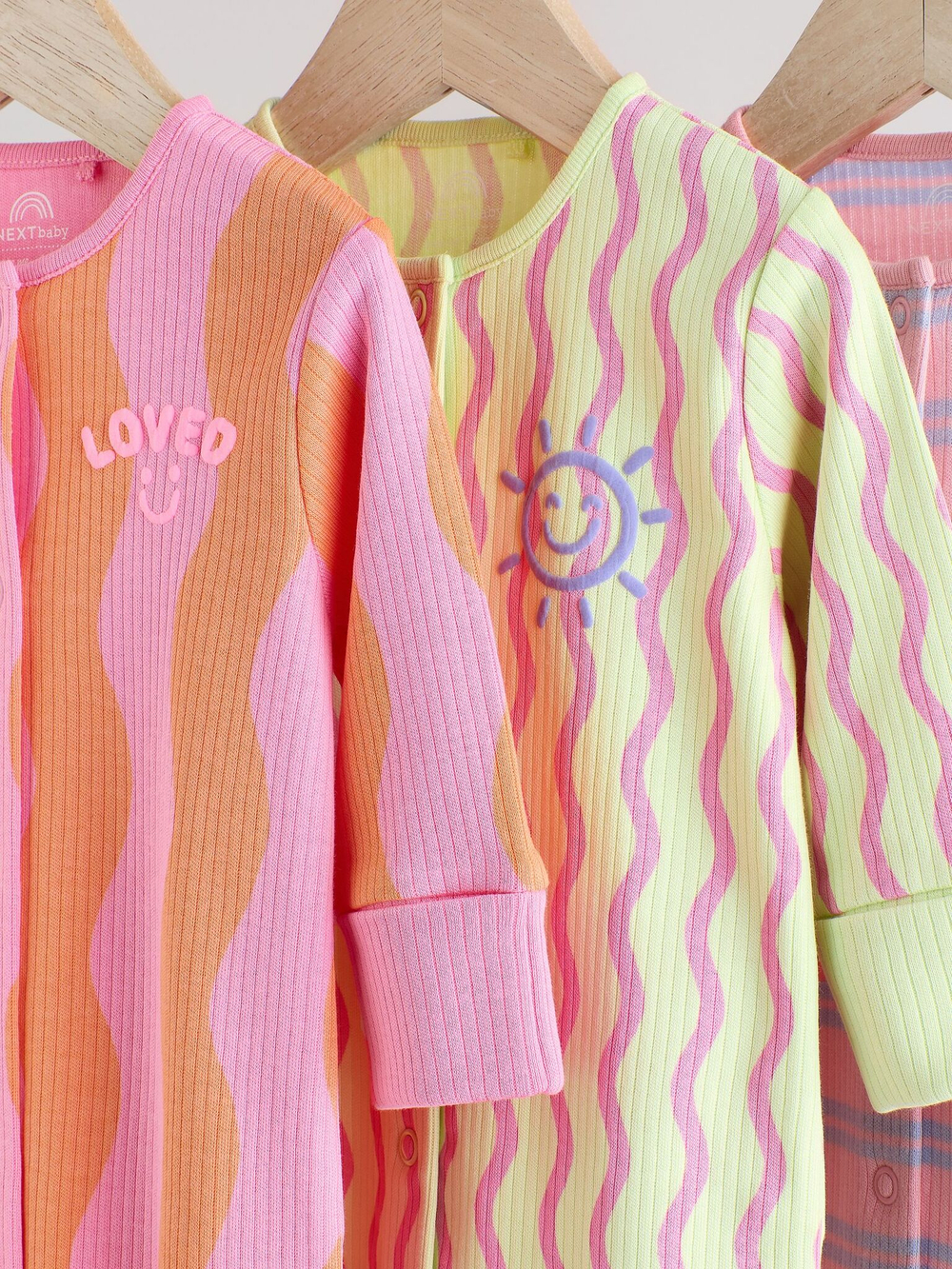 Комбинезон / Cлип для малышей Next E18-338, 3 шт., Розовый, Оранжевый, Светло-желтый
