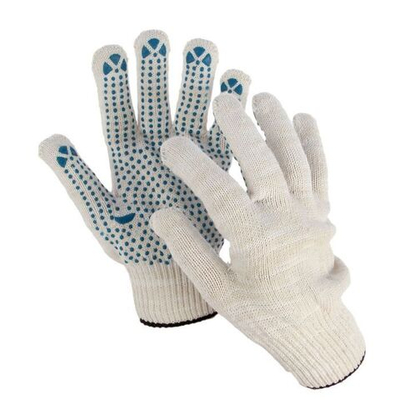 Перчатки ХБ с ПВХ, БЕЛЫЕ 6 нитей (10/400)