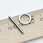 Замок-тоггл, цвет серебро (родий), размер 13*11 мм, цена за 1 шт