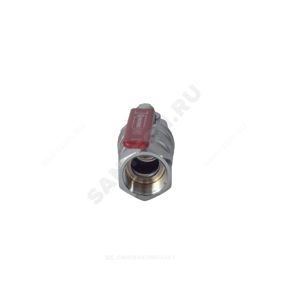 Кран шаровой латунь хром R250D Ду 20 Ру42 ВР рычаг красный Giacomini R250X004