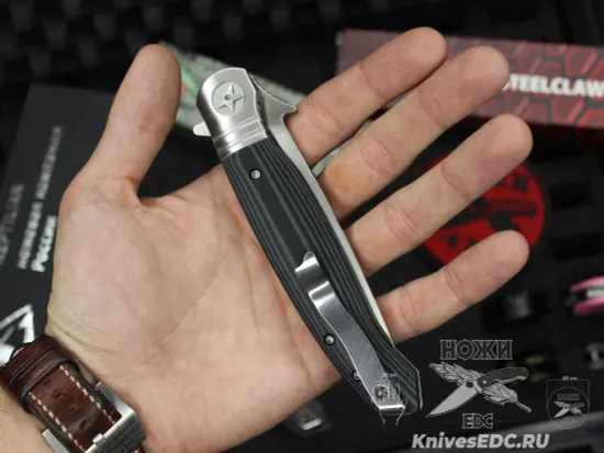 Складной нож REPTILIAN НКВД 03-1 c клинком из стали D2, рукоять зеленая микарта