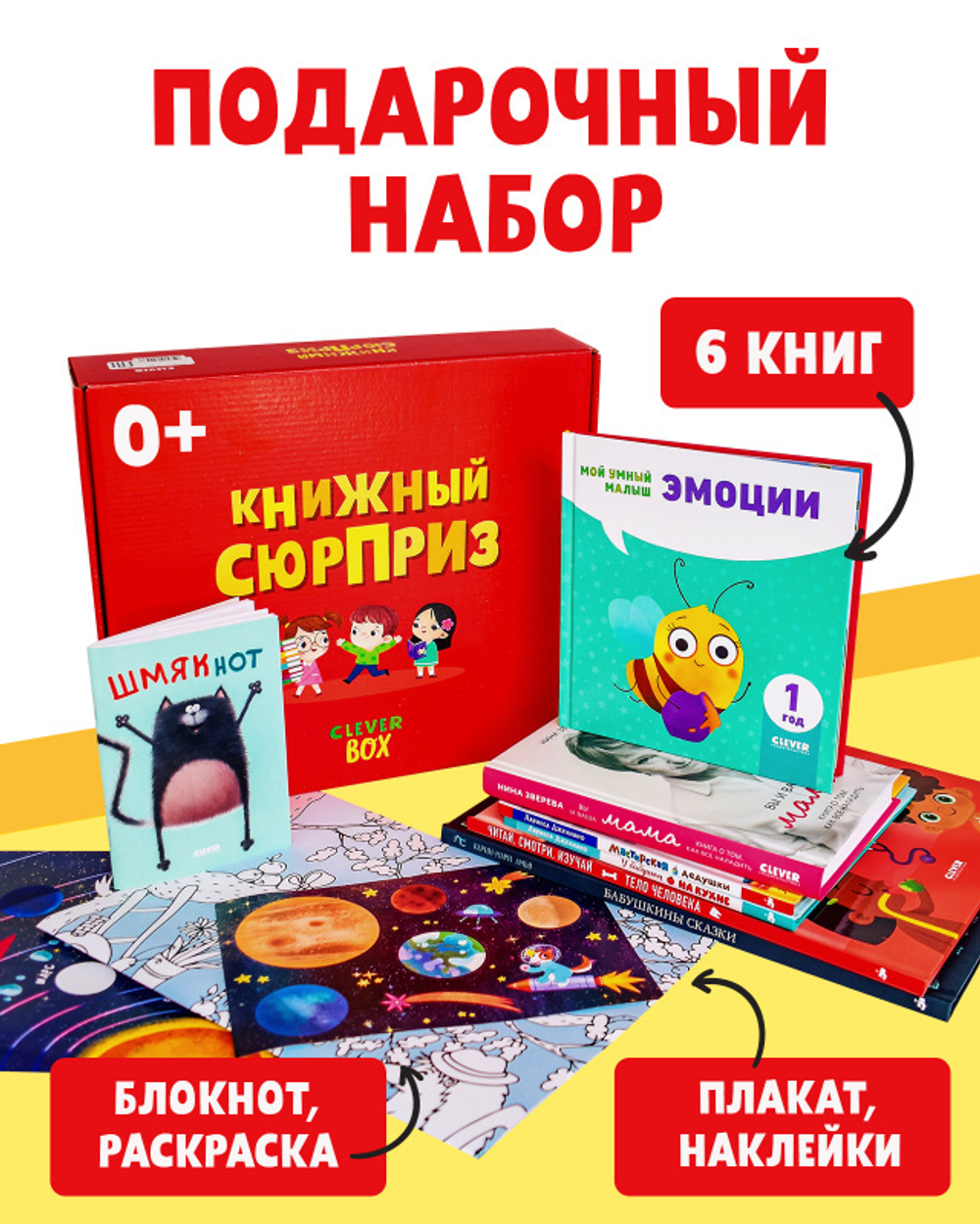 Книжный сюрприз Clever Box. Подарочный набор книг для детей 0-3 года (июнь)
