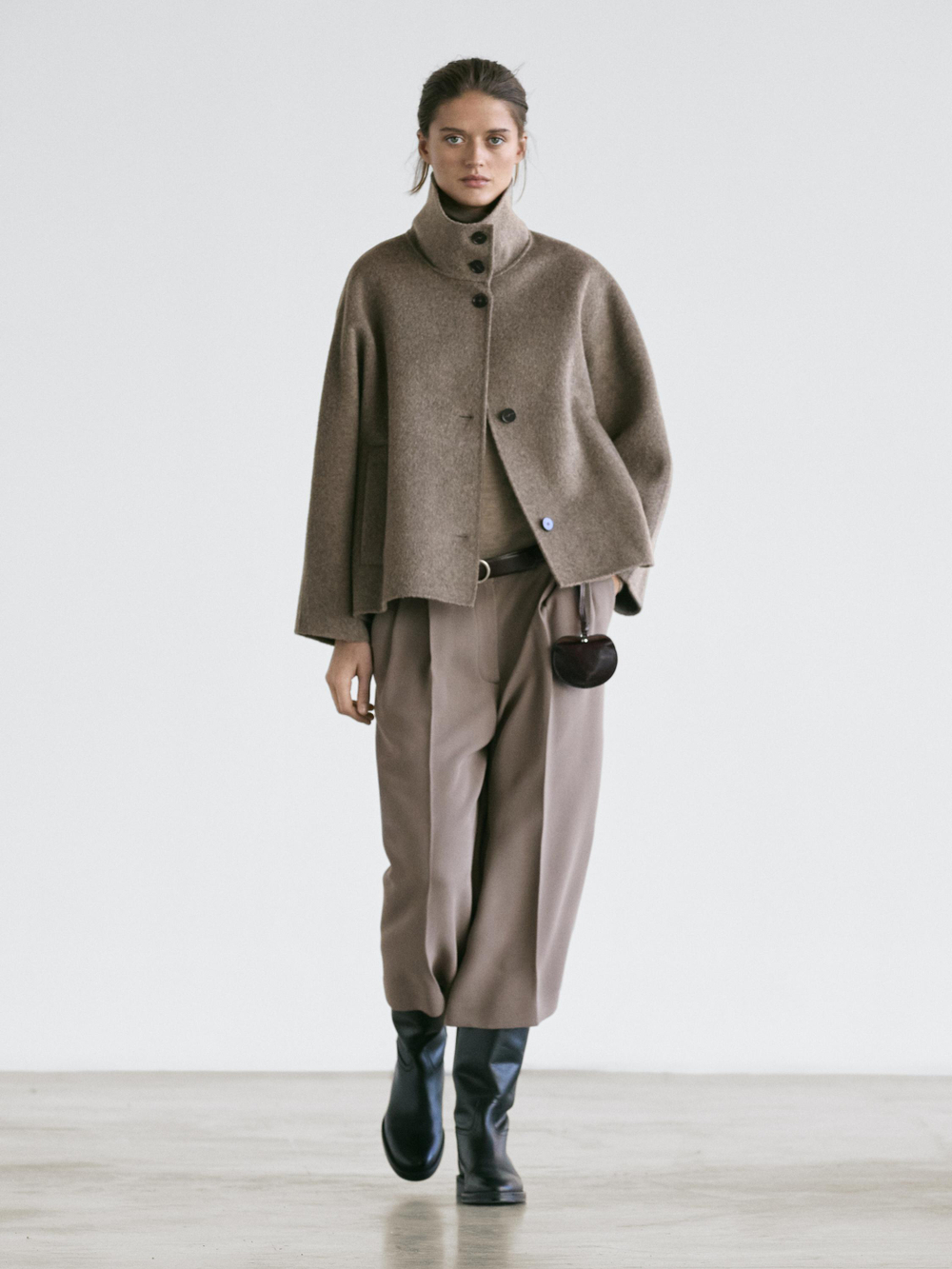 Massimo Dutti Длинные струящиеся бермуды с широкими штанинами, коричневый