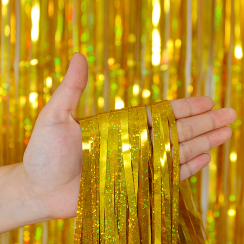 Занавес Дождик Лазерный, Золото, Голография 100*200 см ВВ